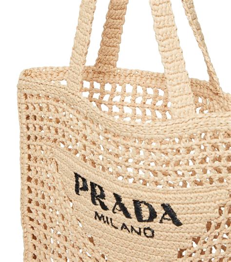 prada logo raffia tote|prada raffia tote small.